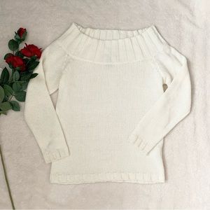 2/$20 Off The Shoulder Sweater White
